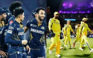 Gujarat Titans players celebrating as the Chennai Super Kings team walks off the field during GT vs CSK IPL 2026 Match 66
