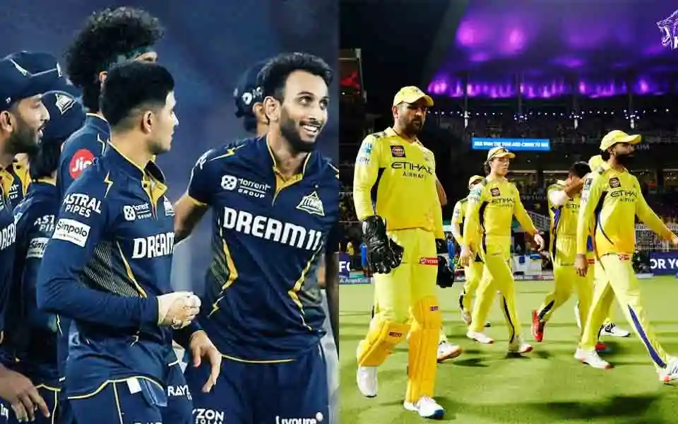 Gujarat Titans players celebrating as the Chennai Super Kings team walks off the field during GT vs CSK IPL 2026 Match 66