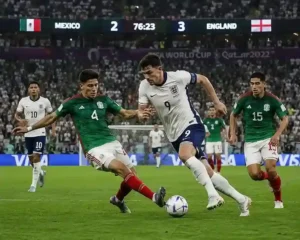 Jude Bellingham celebrates his second goal for England against Mexico at the 2026 World Cup