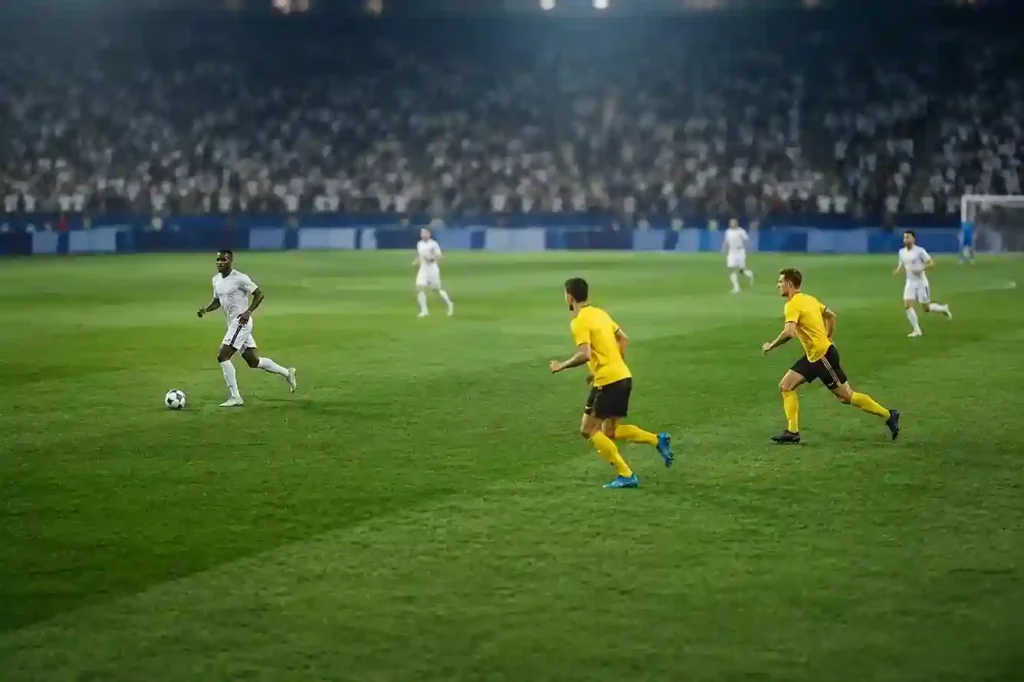 Striker dropping deep into the midfield to create space